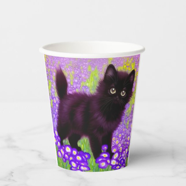 Gustav Klimt Black Kitten Paper Cups (Front)