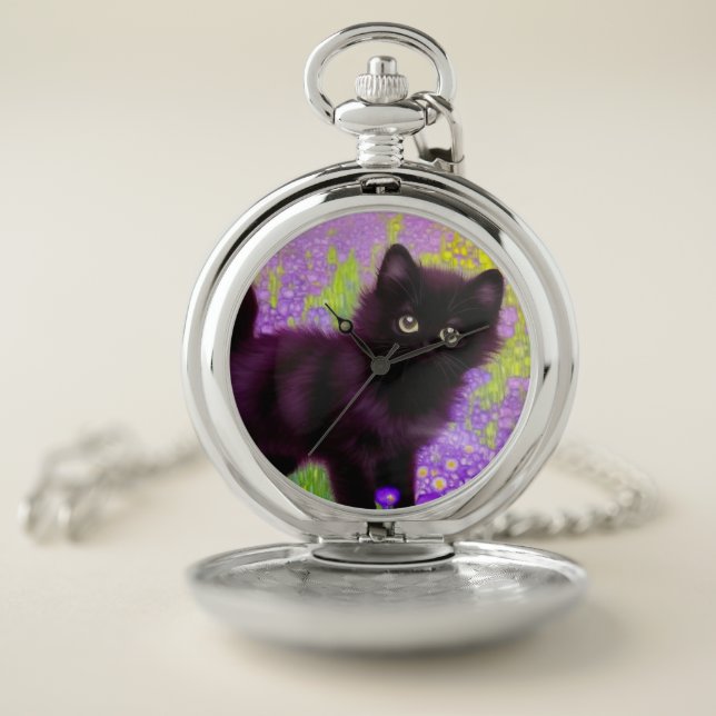 Gustav Klimt Black Kitten Pocket Watch (Inside)