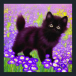 Gustav Klimt Black Kitten Poster<br><div class="desc">Poster featuring a Gustav Klimt black kitten! This wide-eyed beauty poses in a green field of purple flowers. A thoughtful gift for cat lovers and Austrian art enthusiasts!</div>