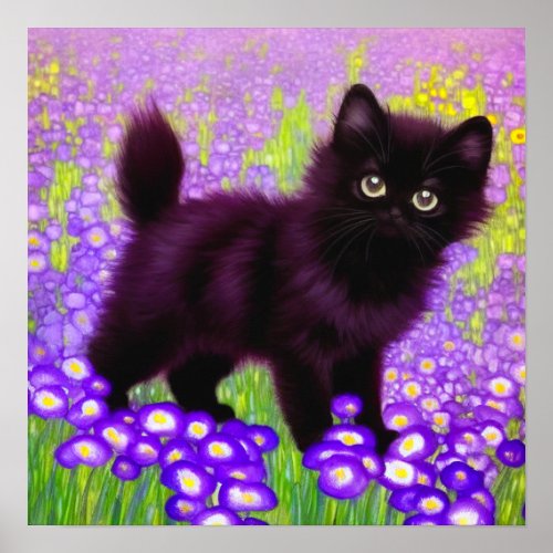 Gustav Klimt Black Kitten Poster