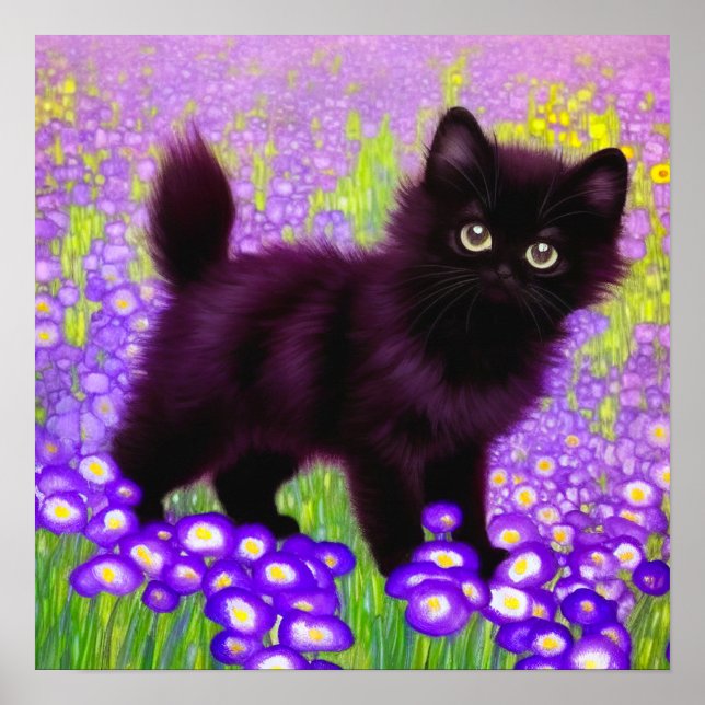 Gustav Klimt Black Kitten Poster (Front)