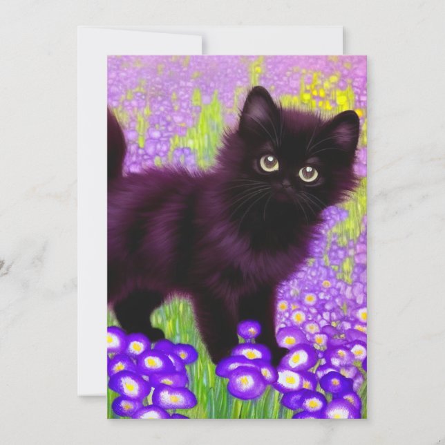 Gustav Klimt Black Kitten Save The Date (Front)