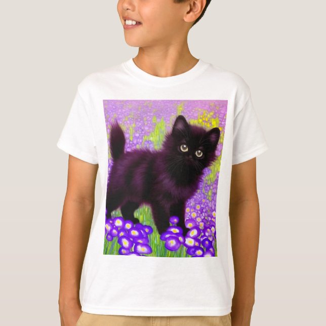 Gustav Klimt Black Kitten T-Shirt (Front)