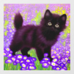 Gustav Klimt Black Kitten Window Cling<br><div class="desc">Window Cling featuring a Gustav Klimt black kitten! This wide-eyed beauty poses in a green field of purple flowers. A thoughtful gift for cat lovers and Austrian art enthusiasts!</div>