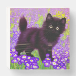 Gustav Klimt Black Kitten Wooden Box Sign