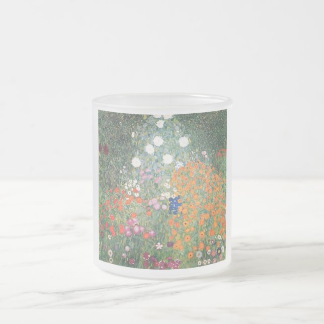 Gustav Klimt Blumengarten Frosted Glass Coffee Mug (Center)