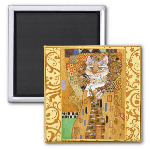 Gustav Klimt Cat in Gold spoof magnet