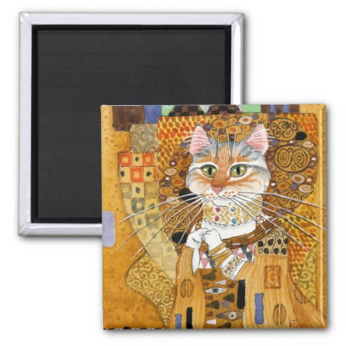 Gustav Klimt Cat in Gold spoof magnet