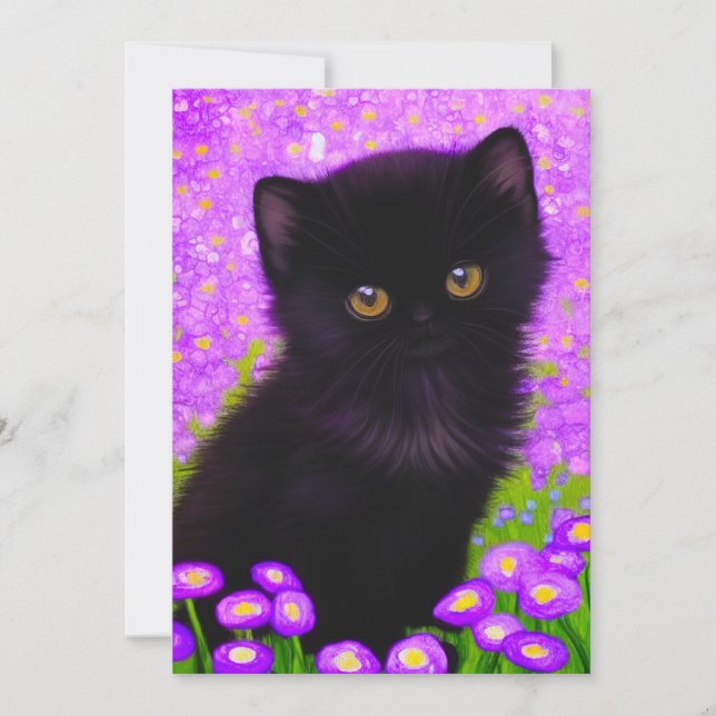 Gustav Klimt Cat Invitation (Front)