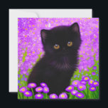 Gustav Klimt Cat Invitation<br><div class="desc">Card featuring a Gustav Klimt cat! This fluffy kitty sits in a green field of purple flowers. A purr-fect gift for cat lovers and Austrian art enthusiasts!</div>