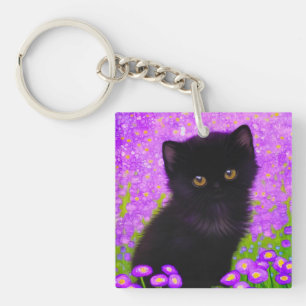 Gustav Klimt Cat Keychain