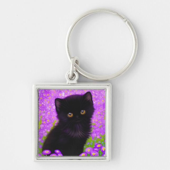 Gustav Klimt Cat Keychain (Front)