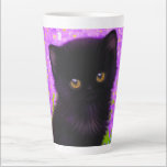 Gustav Klimt Cat Latte Mug<br><div class="desc">Latte Mug featuring a Gustav Klimt cat! This fluffy kitty sits in a green field of purple flowers. A purr-fect gift for cat lovers and Austrian art enthusiasts!</div>