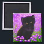 Gustav Klimt Cat Magnet<br><div class="desc">Magnet featuring a Gustav Klimt cat! This fluffy kitty sits in a green field of purple flowers. A purr-fect gift for cat lovers and Austrian art enthusiasts!</div>