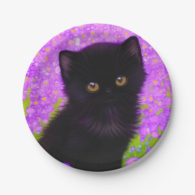 Gustav Klimt Cat Paper Plates (Front)
