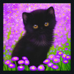 Gustav Klimt Cat Photo Print<br><div class="desc">Photo Print featuring a Gustav Klimt cat! This fluffy kitty sits in a green field of purple flowers. A purr-fect gift for cat lovers and Austrian art enthusiasts!</div>