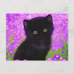 Gustav Klimt Cat Postcard<br><div class="desc">Postcard featuring a Gustav Klimt cat! This fluffy kitty sits in a green field of purple flowers. A purr-fect gift for cat lovers and Austrian art enthusiasts!</div>
