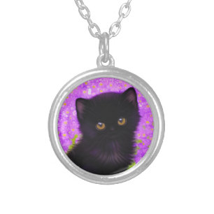 Gustav Klimt Cat Silver Plated Necklace
