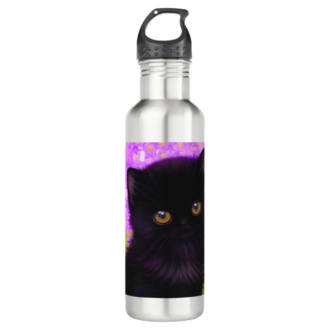 Gustav Klimt Cat Stainless Steel Water Bottle (Front)