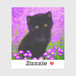 Gustav Klimt Cat Sticker<br><div class="desc">Sticker featuring a Gustav Klimt cat! This fluffy kitty sits in a green field of purple flowers. A purr-fect gift for cat lovers and Austrian art enthusiasts!</div>