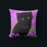 Gustav Klimt Cat Throw Pillow<br><div class="desc">Pillow featuring a Gustav Klimt cat! This fluffy kitty sits in a green field of purple flowers. A purr-fect gift for cat lovers and Austrian art enthusiasts!</div>