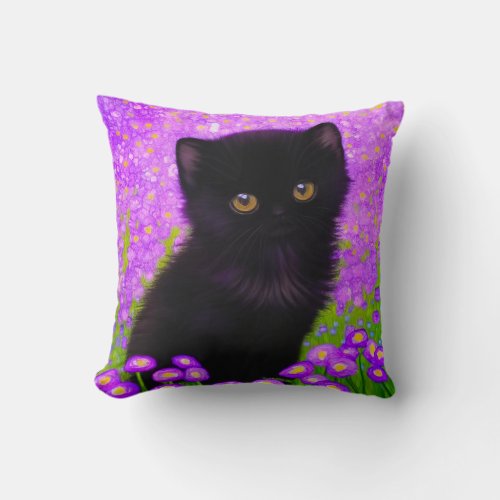 Gustav Klimt Cat Throw Pillow