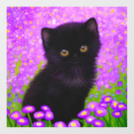 Gustav Klimt Cat Window Cling<br><div class="desc">Window Cling featuring a Gustav Klimt cat! This fluffy kitty sits in a green field of purple flowers. A purr-fect gift for cat lovers and Austrian art enthusiasts!</div>