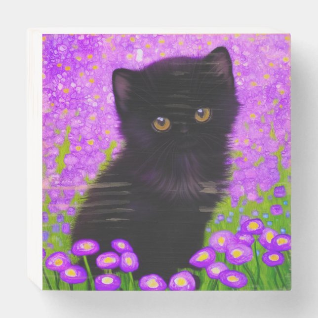 Gustav Klimt Cat Wooden Box Sign (Front Horizontal)