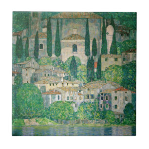 Gustav Klimt - Church in Cassone Ceramic Tile