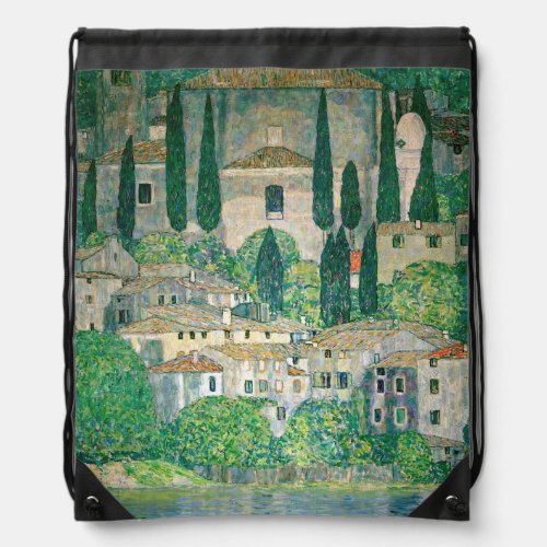 Gustav Klimt _ Church in Cassone Drawstring Bag