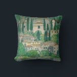 Gustav Klimt - Church in Cassone Throw Pillow<br><div class="desc">Church in Cassone / Landscape with Cypresses - Gustav Klimt,  Oil on Canvas,  1913</div>