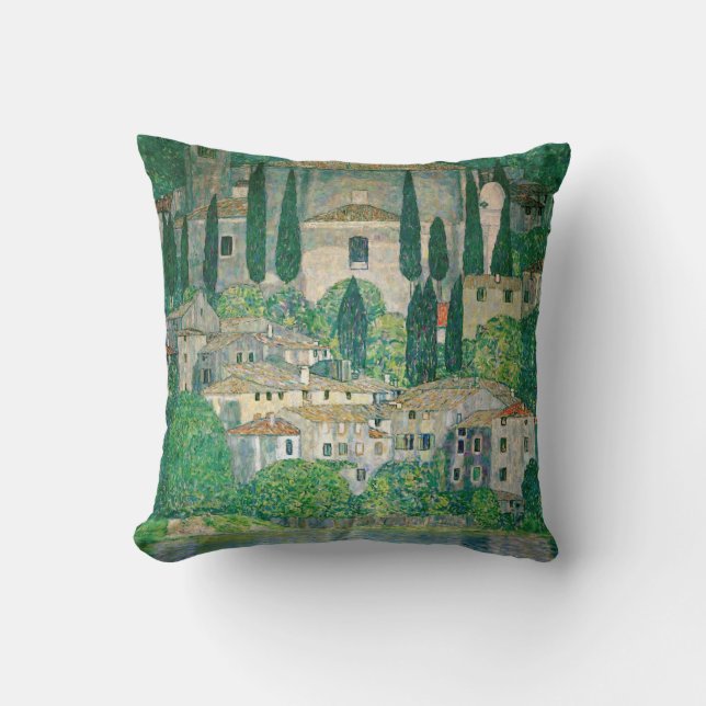 Gustav Klimt - Church in Cassone Throw Pillow (Front)