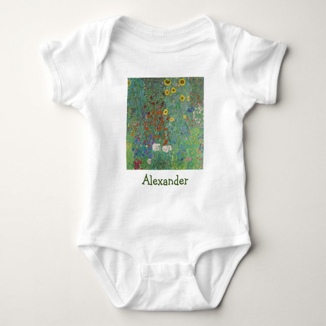 Gustav Klimt - Country Garden with Sunflowers Baby Bodysuit (Front)