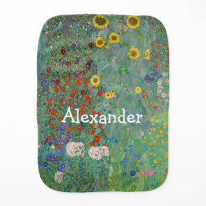 Gustav Klimt - Country Garden with Sunflowers Baby Burp Cloth