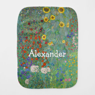 Gustav Klimt - Country Garden with Sunflowers  Baby Burp Cloth
