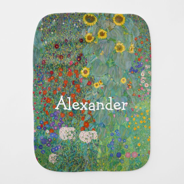 Gustav Klimt - Country Garden with Sunflowers  Baby Burp Cloth (Front)