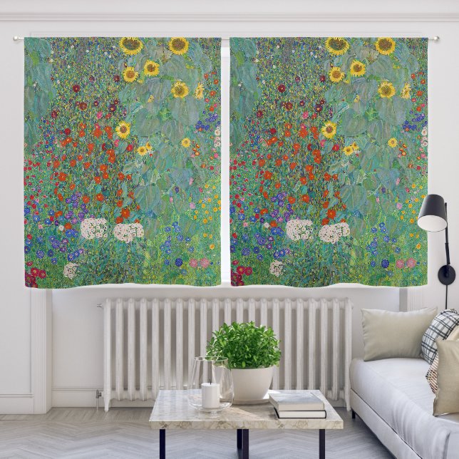 Gustav Klimt - Country Garden with Sunflowers Blackout Curtains (Living Room)