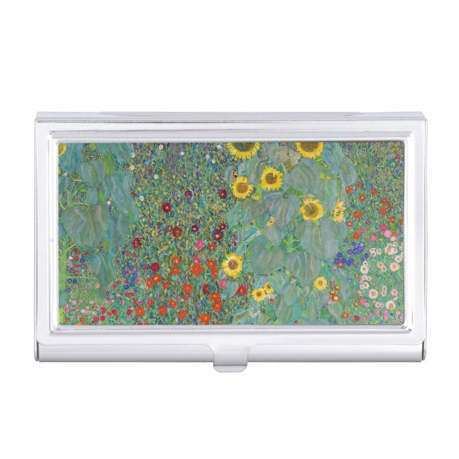 Gustav Klimt - Country Garden with Sunflowers Business Card Case (Front)