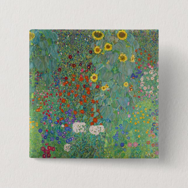 Gustav Klimt - Country Garden with Sunflowers Button (Front)