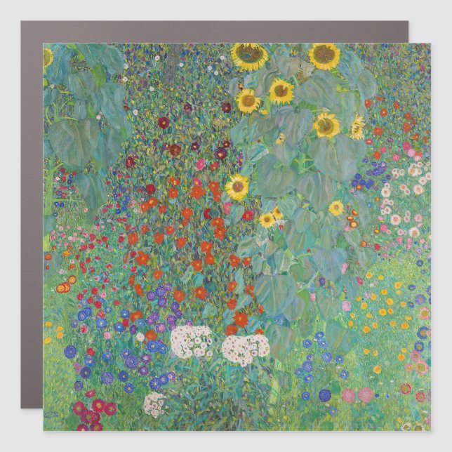 Gustav Klimt - Country Garden with Sunflowers Car Magnet (Front)