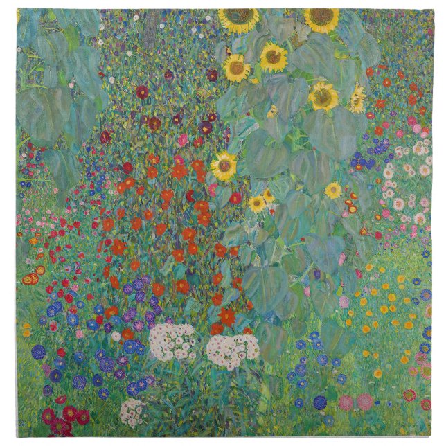 Gustav Klimt - Country Garden with Sunflowers Cloth Napkin (Front)