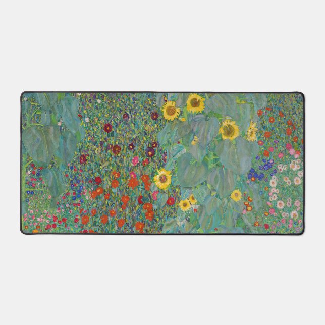 Gustav Klimt - Country Garden with Sunflowers Desk Mat (Front)