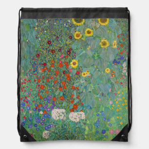 Gustav Klimt - Country Garden with Sunflowers Drawstring Bag