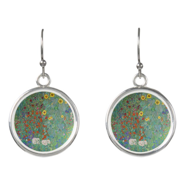 Gustav Klimt - Country Garden with Sunflowers Earrings (Front)