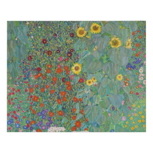 Gustav Klimt _ Country Garden with Sunflowers Faux Canvas Print