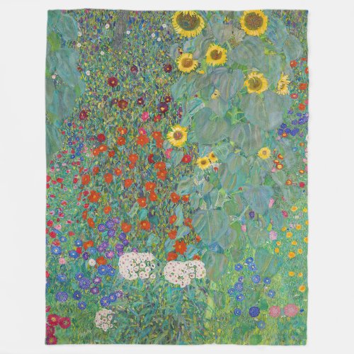 Gustav Klimt _ Country Garden with Sunflowers Fleece Blanket