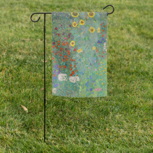 Gustav Klimt - Country Garden with Sunflowers Garden Flag