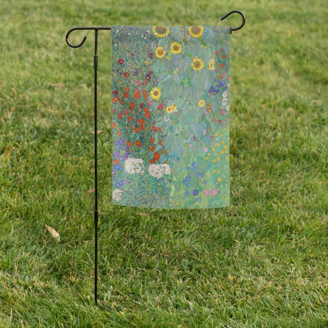 Gustav Klimt - Country Garden with Sunflowers Garden Flag (In SItu)