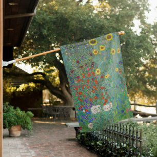 Gustav Klimt - Country Garden with Sunflowers House Flag