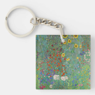 Gustav Klimt - Country Garden with Sunflowers Keychain